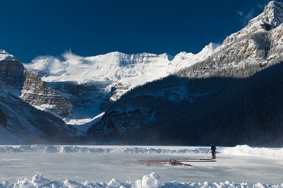 Ice Rink On Lake Louise Winter Banff