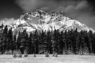 Mountain Landscape In Winter Banff Monochrome