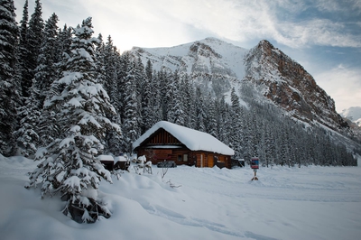 Boat House Covered By Snow Lake Louise
