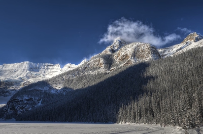 Landscape Lake Louise Sunny Day Winter Banff