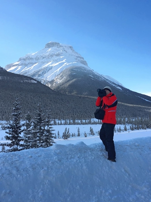 Photographer Taking Picture Winter Banff